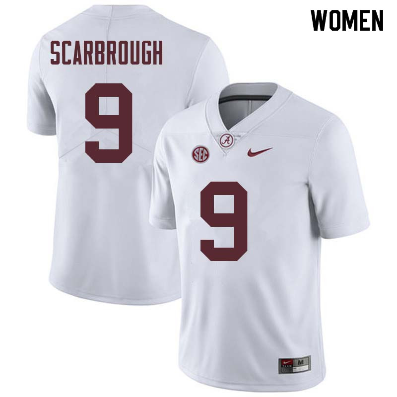 Women #9 Bo Scarbrough Alabama Crimson Tide College Football Jerseys Sale-White